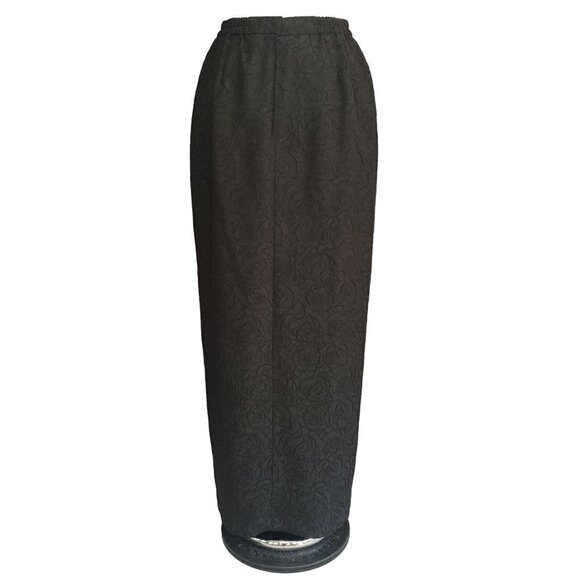 Champagne Black Floral Lace Party Cocktail Glitter High Slit Maxi Skirt Size 10 - Picture 3 of 7
